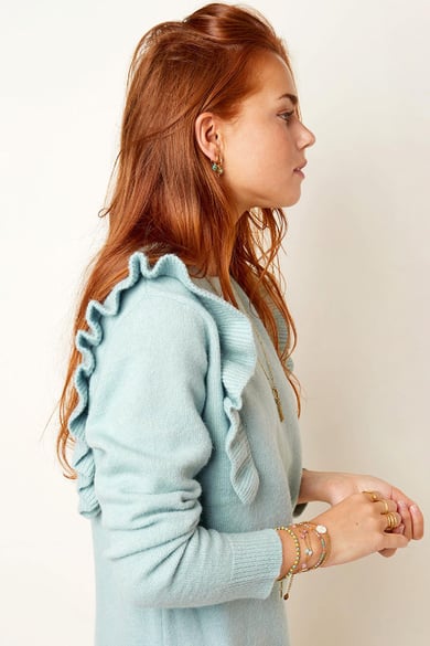 Pullover Kleid Rüschen Weiß S/M h5 Bild5